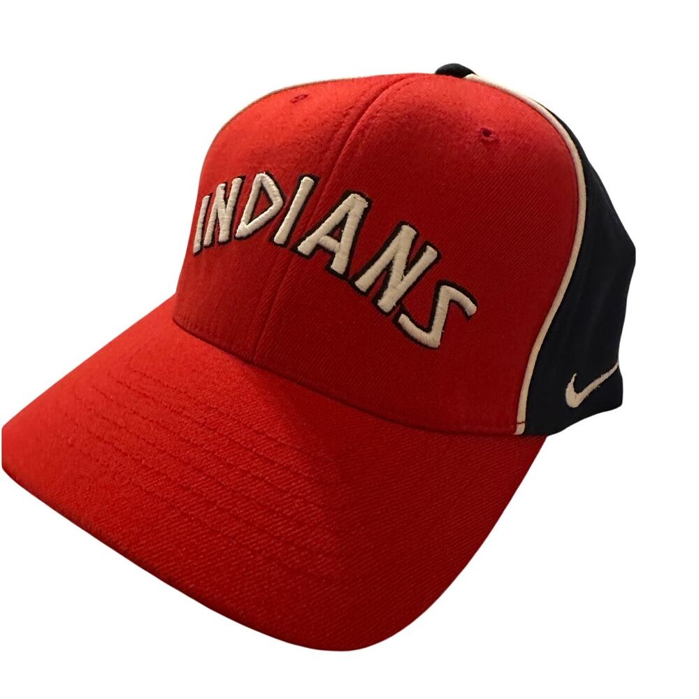 Vintage Nike Cooperstown Indians Script Hat Cap LGNW